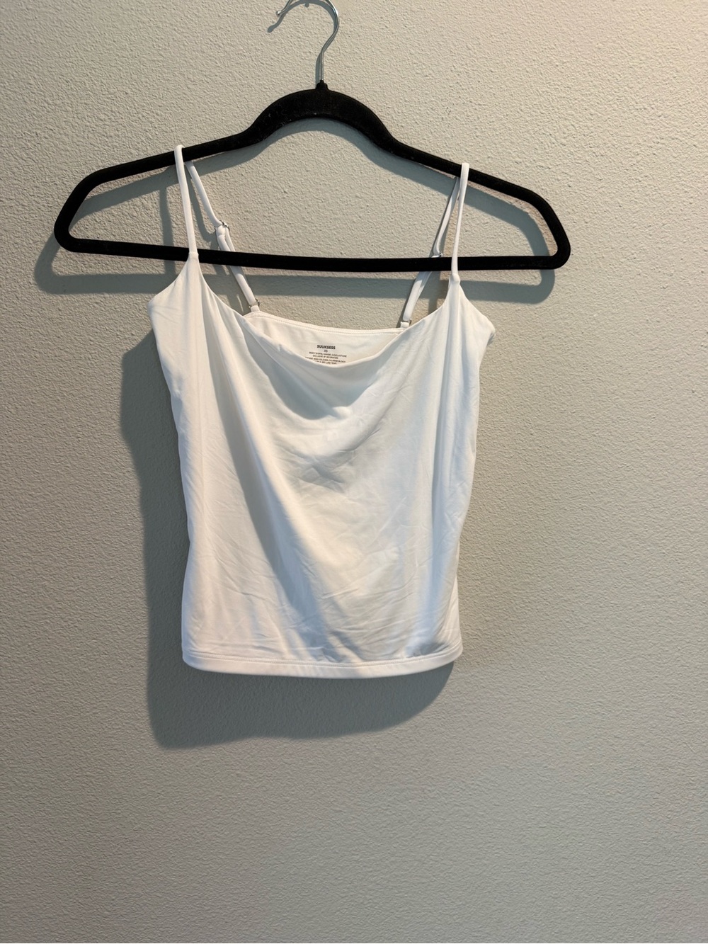 Cowl Neck White Spaghetti Strap Tank Top